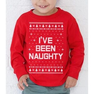 Rabbit Skins Red & White I’ve Been Naughty Holiday Christmas Sweater Size 2